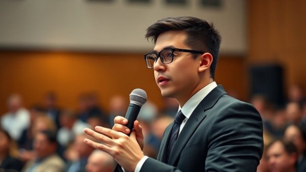 Man speaking into a microphone during Lee Muhammad District 1 nomination event.