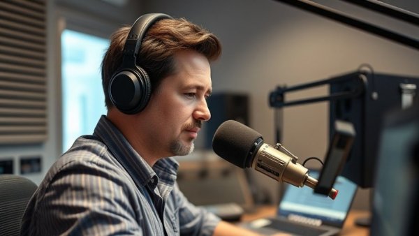 Radio host in studio discussing Salt Lake City community initiatives 2026
