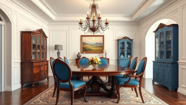 Dining room design showcasing ways to deliver color to your space.