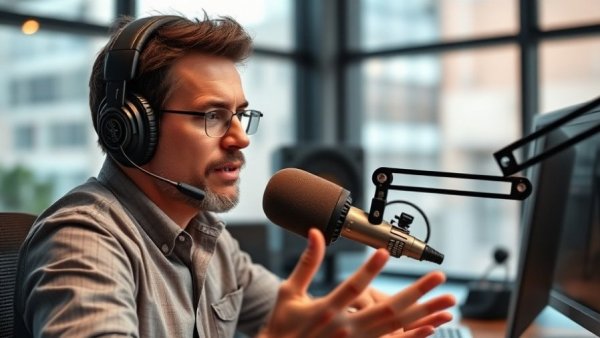 Radio host discussing Utah Mammoth Playoff Fate in studio.