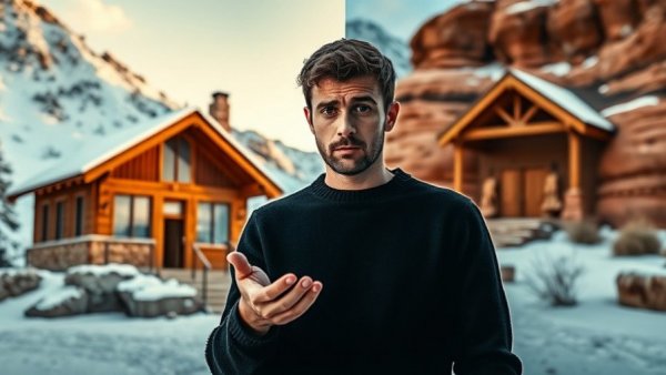 Comparing snowy cabin and desert home for buying a home in Utah.