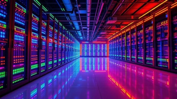 University of Utah AI supercomputer in vibrant, high-tech data center.