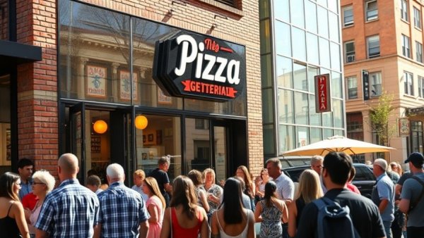 Fini Pizza New York-style pizza Utah place with a busy crowd outside