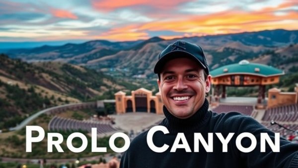 Aerial view of 20,000-seat amphitheater in scenic Provo Canyon.
