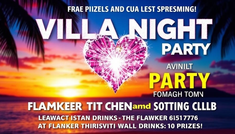 Event poster for Utah food and drink event in July 2025, villa night theme.