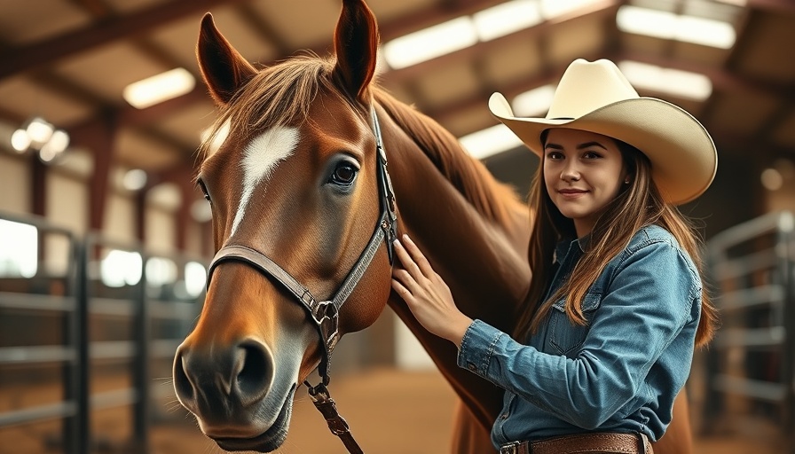 Young woman in cowboy hat with horse at Days of '47 Rodeo.