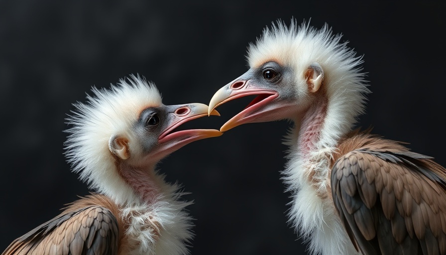 Fluffy baby vulture with puppet in a feeding activity, highlighting conservation efforts.