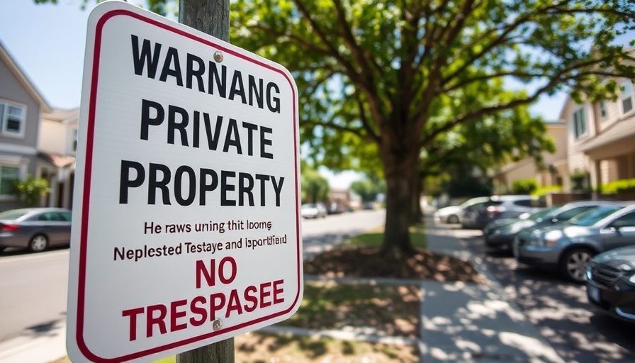Private property sign in Logan City Council trail access dispute.