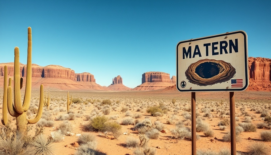 Retro desert sign illustrating meteorite site; not Utah.