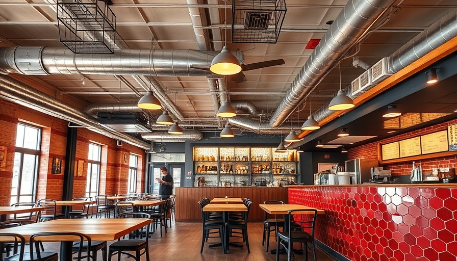 Modern interior of new restaurant in Utah with industrial design.
