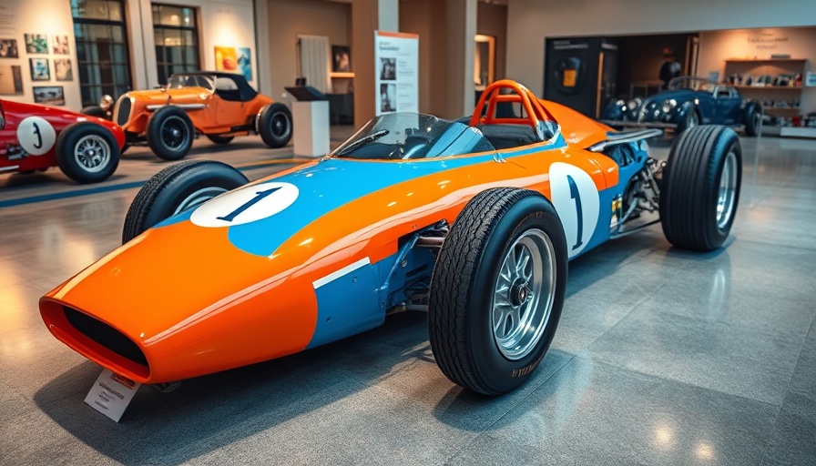 Vibrant vintage race car in Utah hot rod museum acquisition.