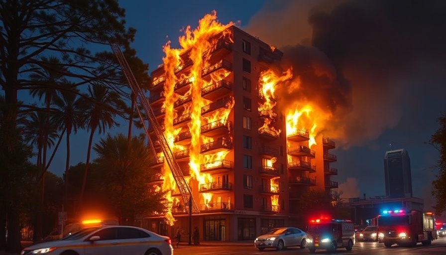 Eagle Mountain apartment fire at night with emergency response, vivid flames.