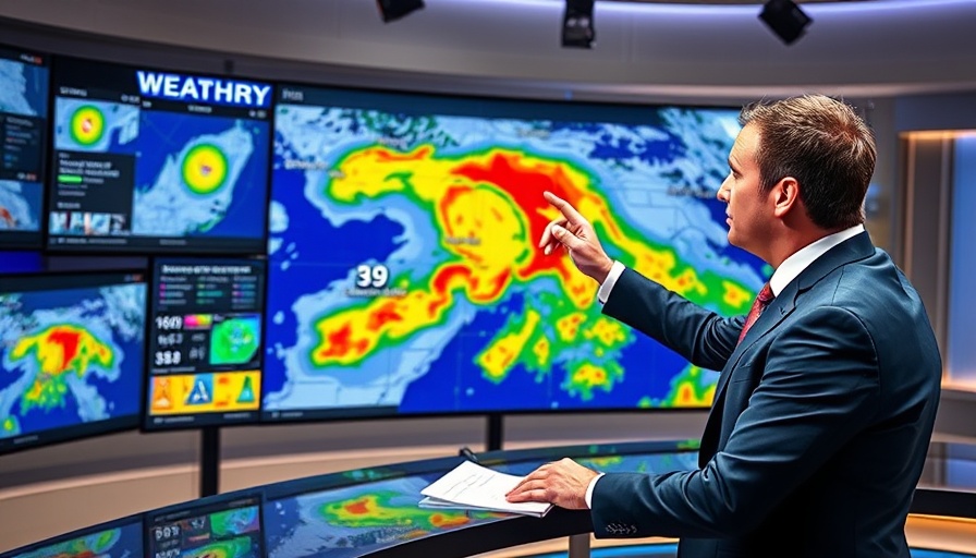 Weather presenter showing Salt Lake City forecast on screen
