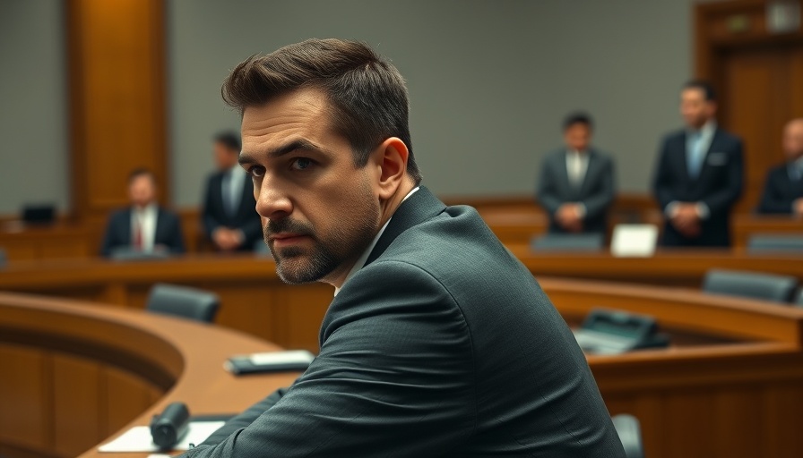 Contemplative man in courtroom setting, Chad Daybell letters from death row.