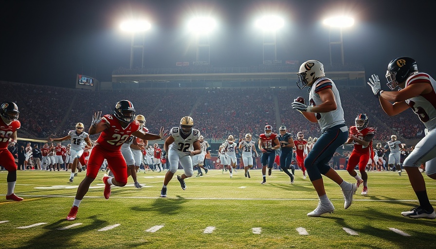 Utah Utes player in action during game against Wyoming, dynamic field scene.