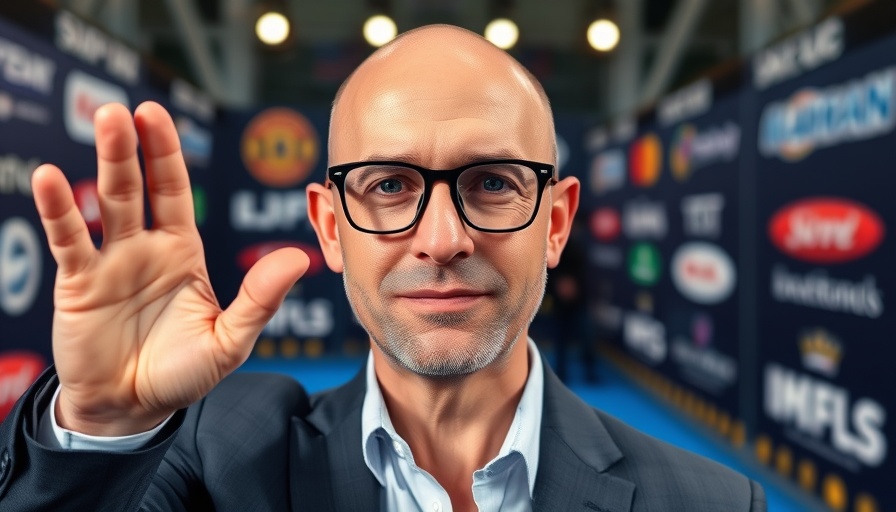 Bald actor in glasses waving at event, NBC Olympics coverage.
