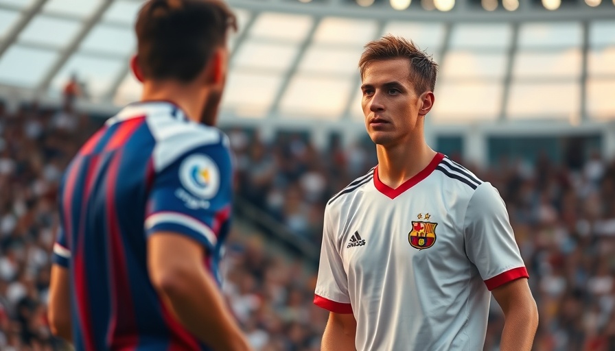 Focused soccer player observing opponent, MLS match.