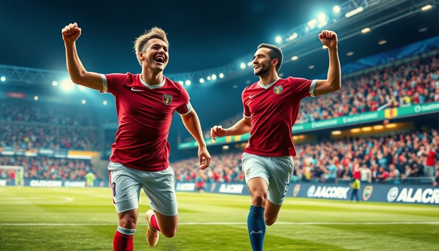 Bouanga Hat Trick Celebration with jubilant soccer players.