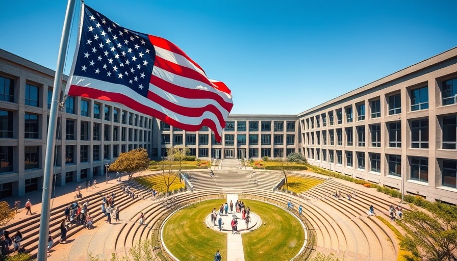 Charlie Kirk memorial on UVU campus with large American flag and gathering.