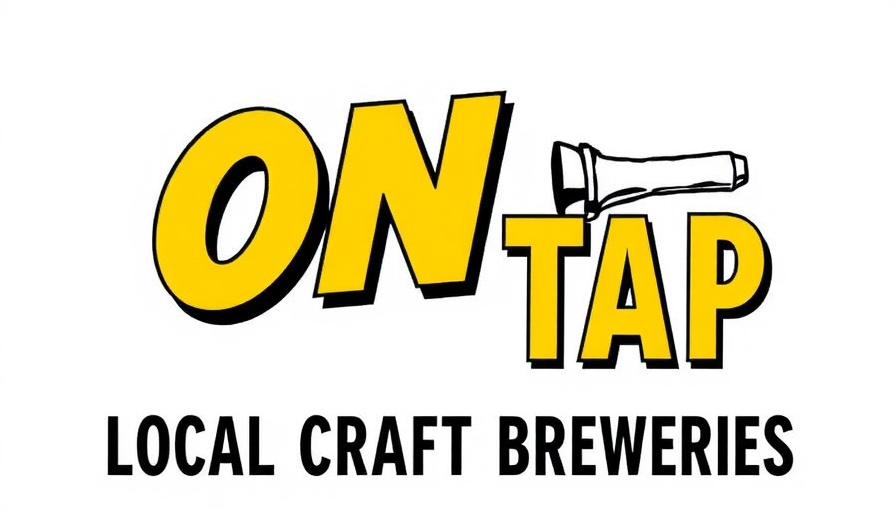 Stylized graphic of local craft breweries on tap.