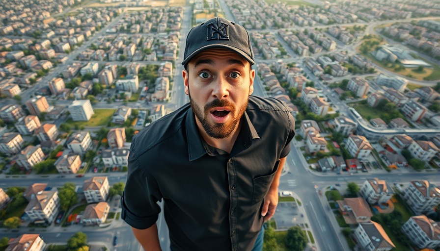 Man reacts to Utah city transformations against urban development backdrop.