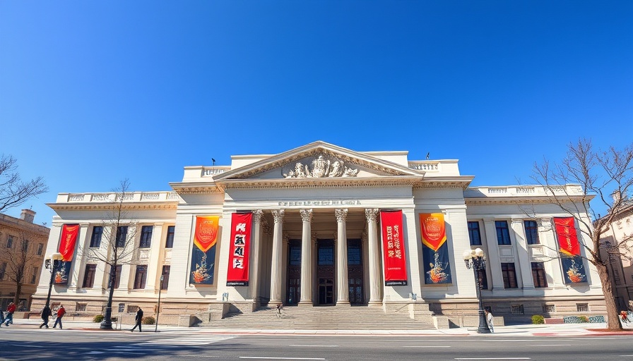 Asian Art Museum facade with banners on Free Admission Day.