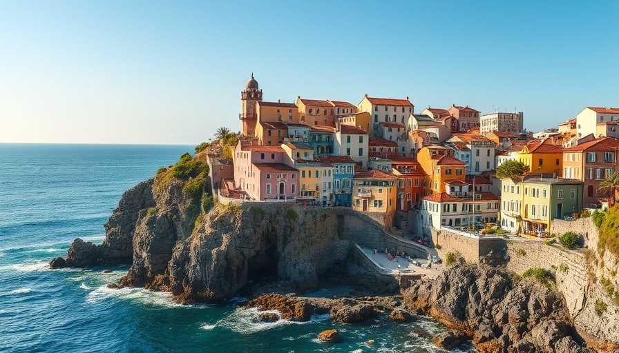 Charming coastal town of Mendocino with colorful houses on cliffs.