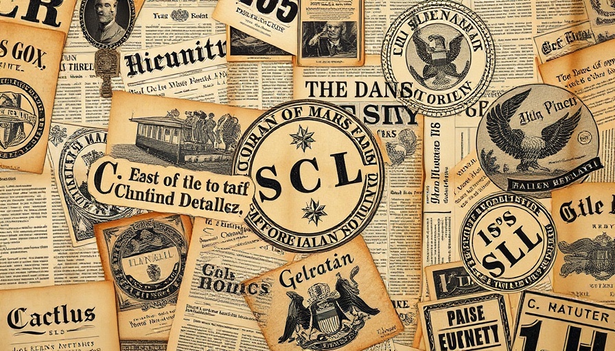 Collage of vintage newspaper clippings in sepia tones. Bay Area Transit News.
