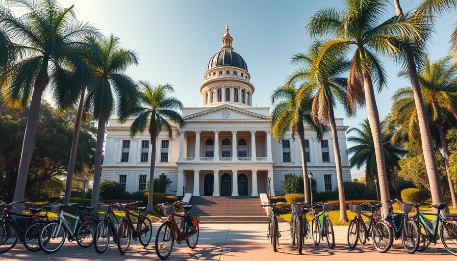 California state capitol with bikes, vibrant greenery, October 2025 update.