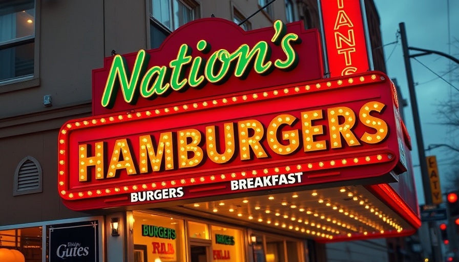 Nation's Giant Hamburgers sign in San Francisco with vibrant retro design.