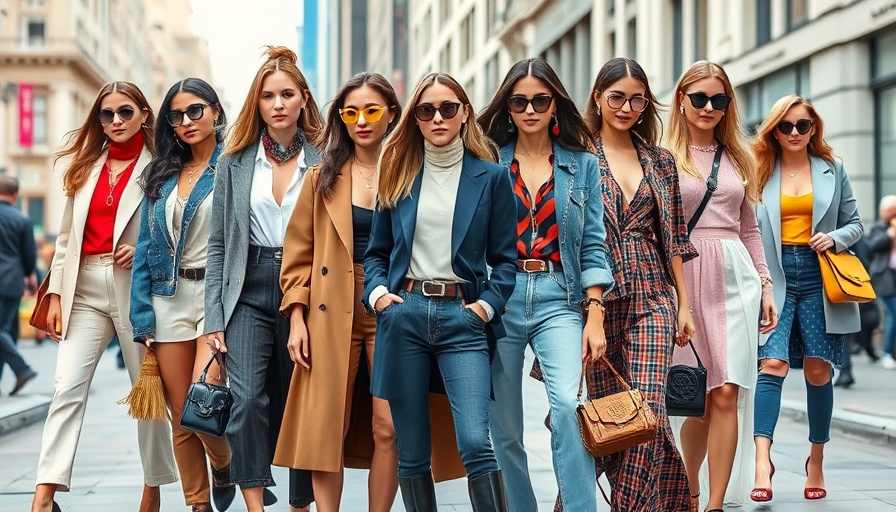 Collage of trendy outfits from favorite small brands for street style.