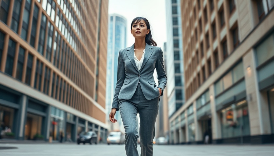 Modern officewear trends fall 2025 captures stylish businesswoman on city street.