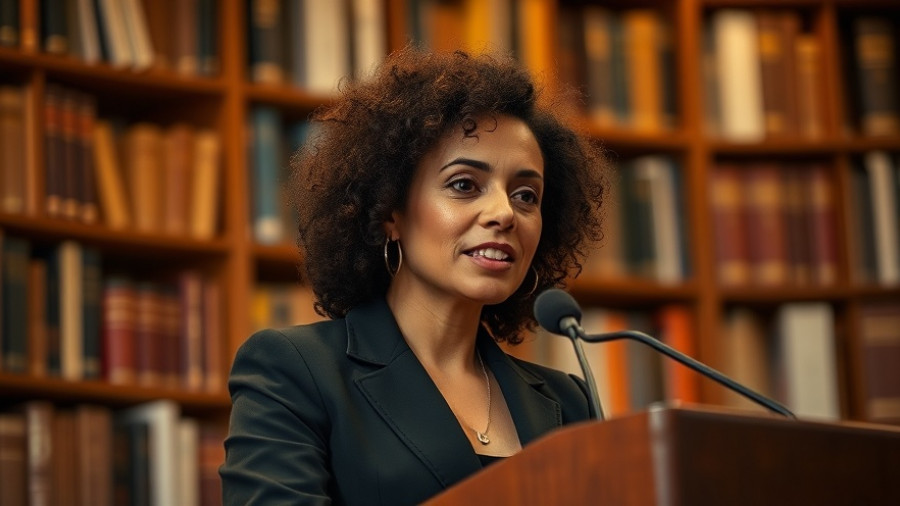 Woman discusses prosecuting troops for excessive force in SF, library setting.