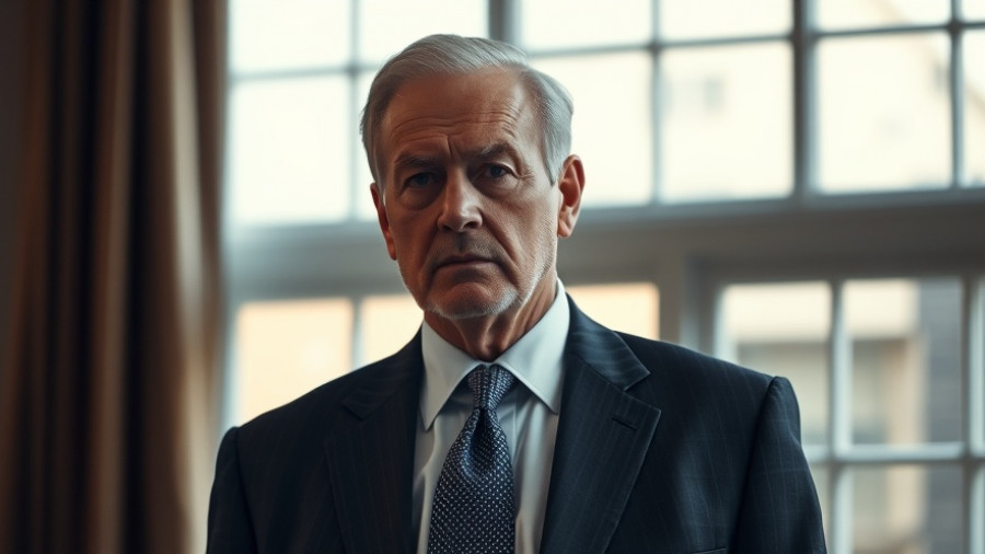 Photorealistic portrait of a serious older man indoors