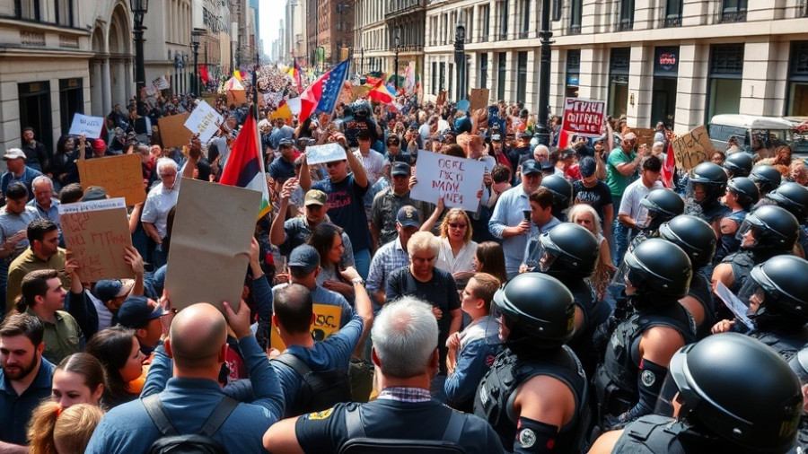 Protesters facing law enforcement in San Francisco immigration enforcement scene