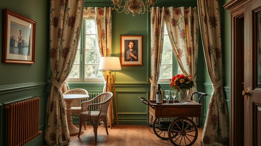 Charming Napa Valley boutique hotel interior with elegant decor.