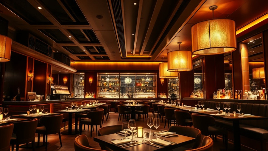 Elegant Italian Japanese fusion restaurant in San Francisco with warm lighting and wooden decor.