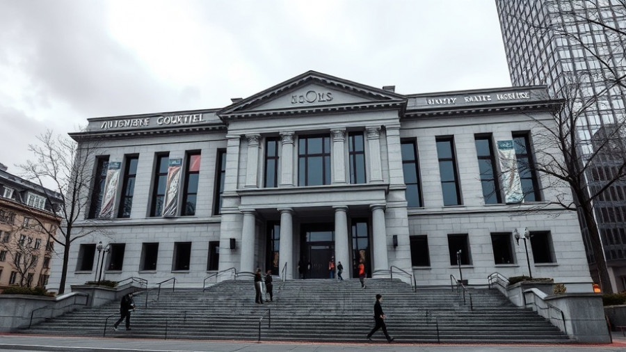 Courthouse exterior with stairs reflecting spike in SF criminal trial cases.