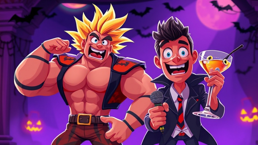 Festive poster for Halloween Comedy Fest with animated characters and spooky elements.