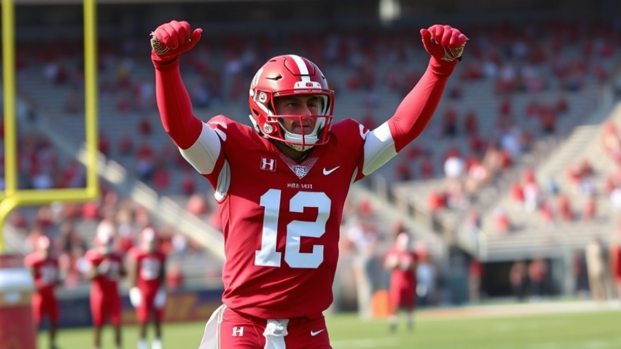 Football player Lenoir celebrating at practice, vibrant daylight.