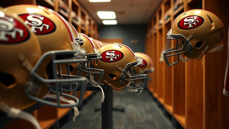 San Francisco 49ers helmets displayed in locker room, player activations focus.