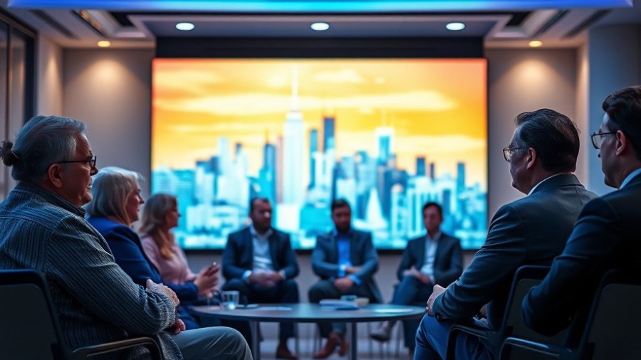 Engaged panel discussion with participants, modern setting.