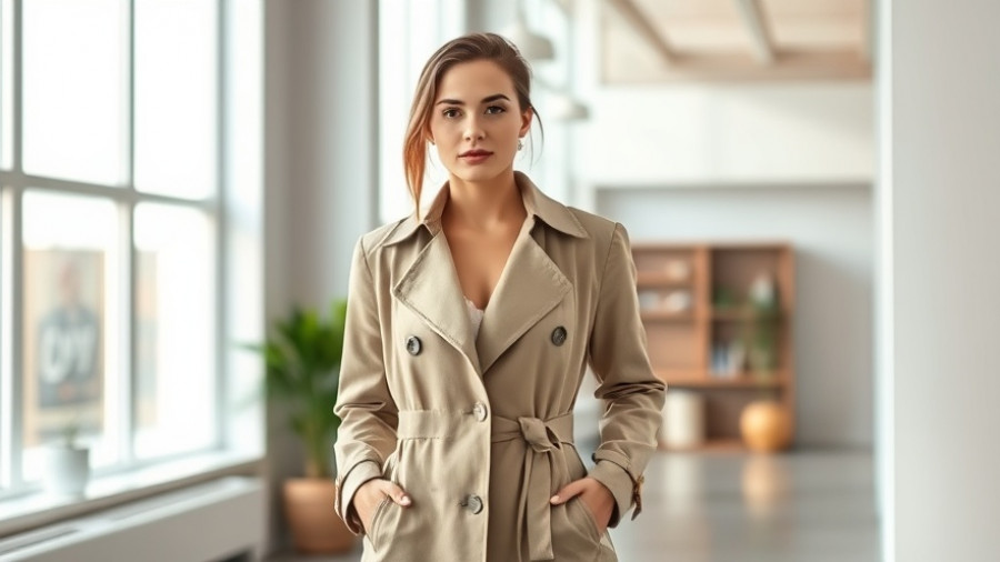 Stylish coat trends 2025: beige trench coat with brown accessories