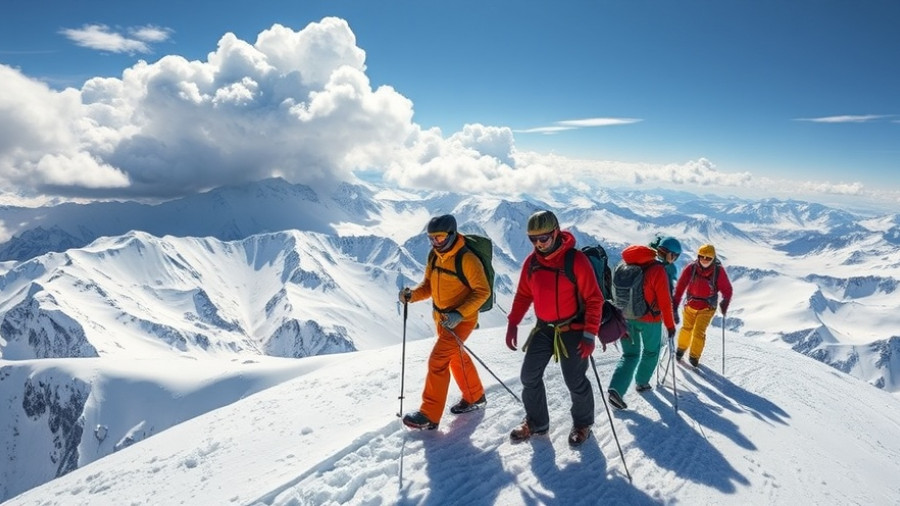 Hornbein Couloir Ski Descent: Climbers preparing on snowy ridge.
