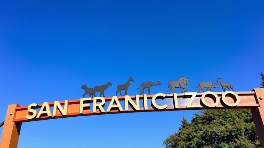 SF Zoo Free Admission Day sign with animal silhouettes.