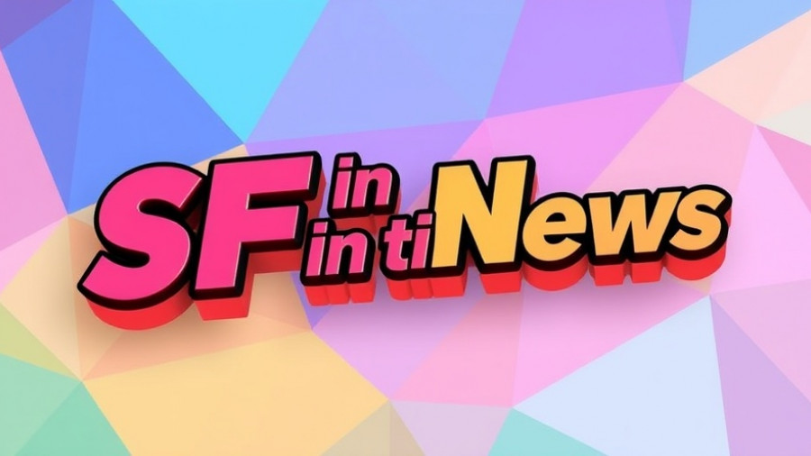 Colorful 'SFF in the News' graphic background with geometric shapes.