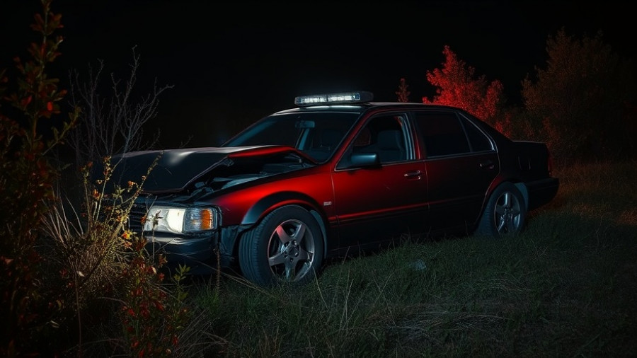 East Bay car crash scene at night, sedan in bushes.