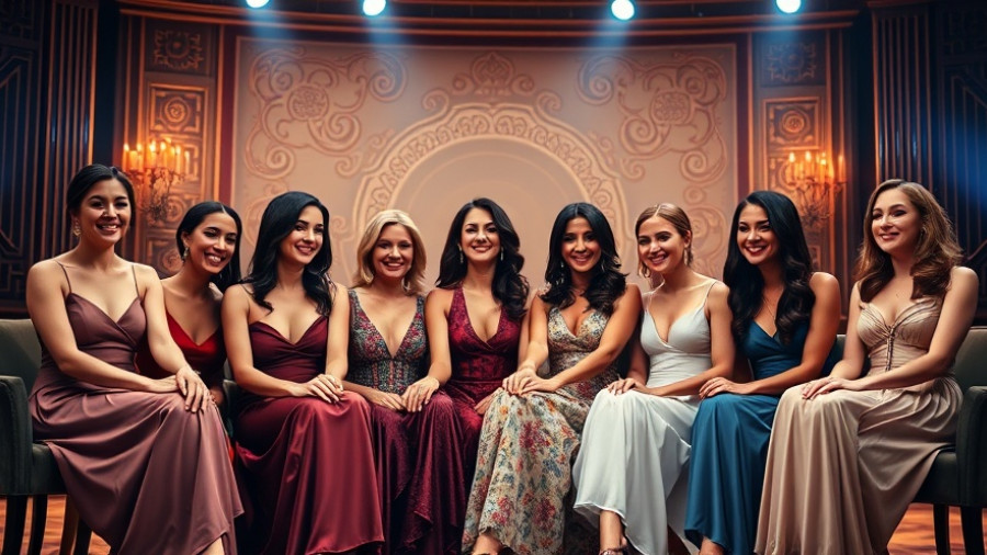 Golden Bachelor Women Tell All event with elegantly dressed women on stage.