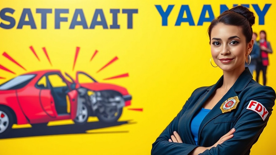 Vision Zero concept with car crash graphic and confident woman