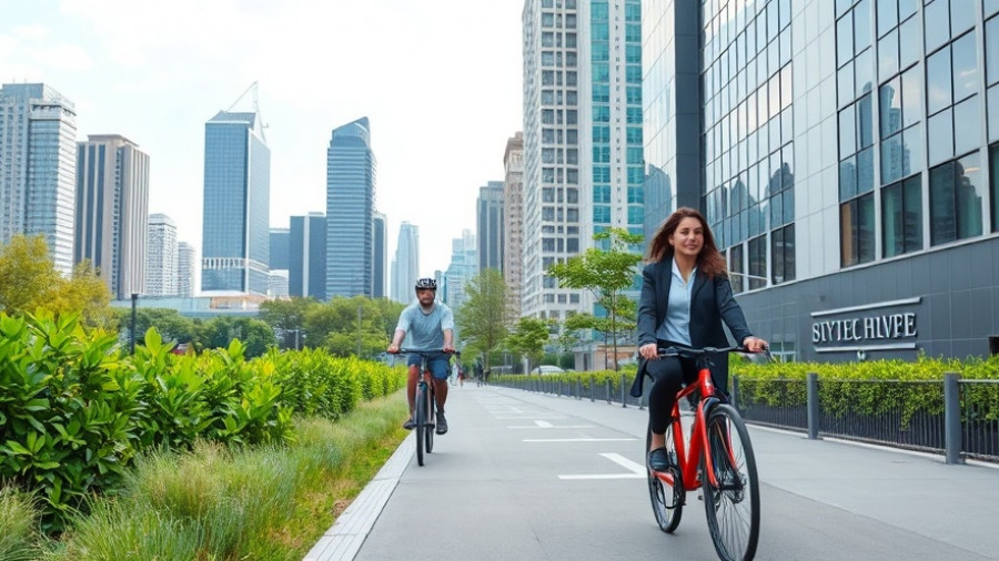 People using San Antonio's bike network path on a sunny day.